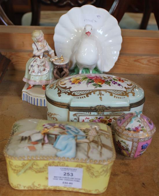 Minton porcelain dove vase and various items of porcelain